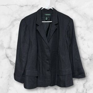 Lauren Ralph Lauren Classic Black Women's Blazer Linen size 22W plus size